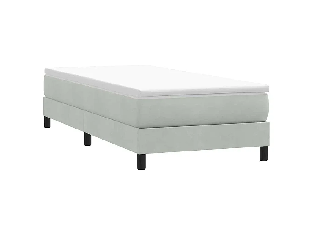 Cama com molas/colchão cinzento-claro 80x220 cm veludo