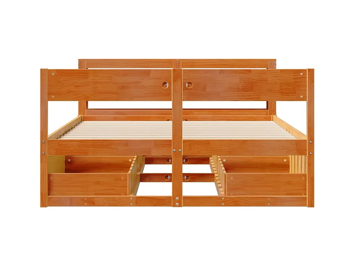 Letto senza Materasso Marrone Cera 135x190 cm in Legno di Pino