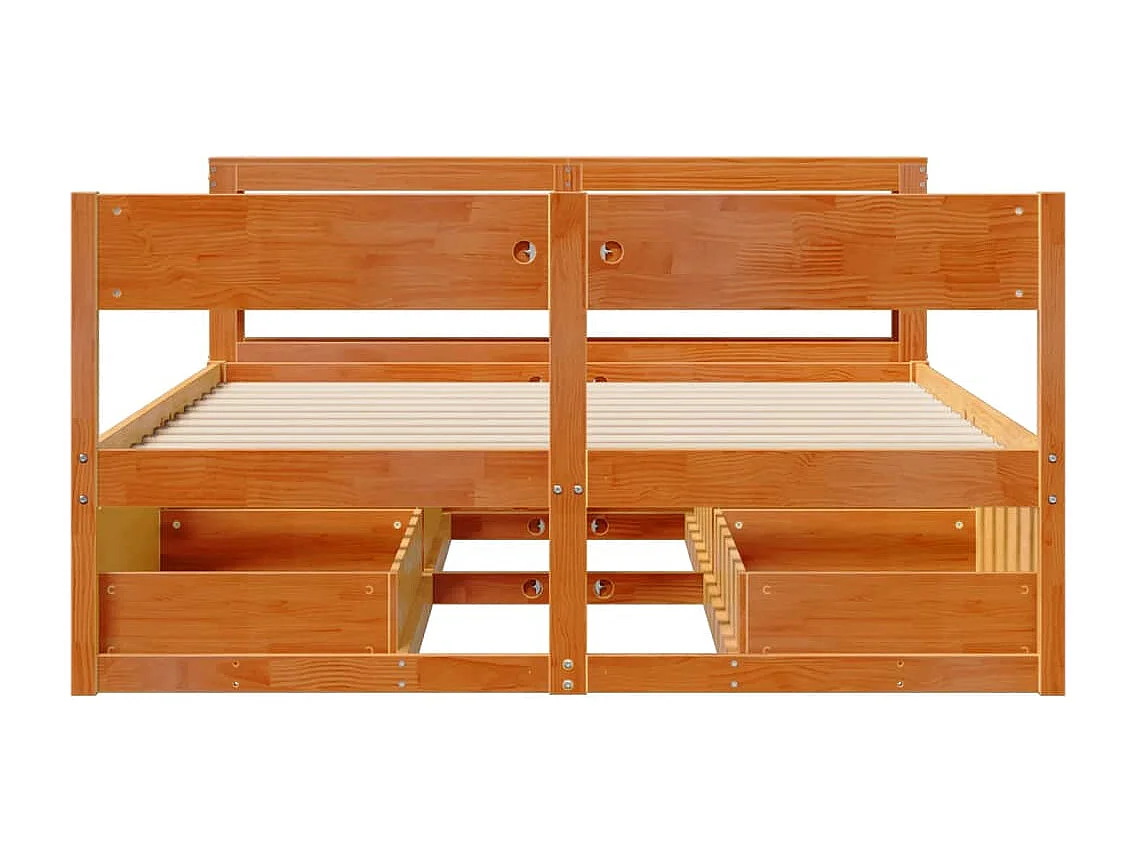 Bedframe zonder matras massief grenenhout wasbruin 135x190 cm