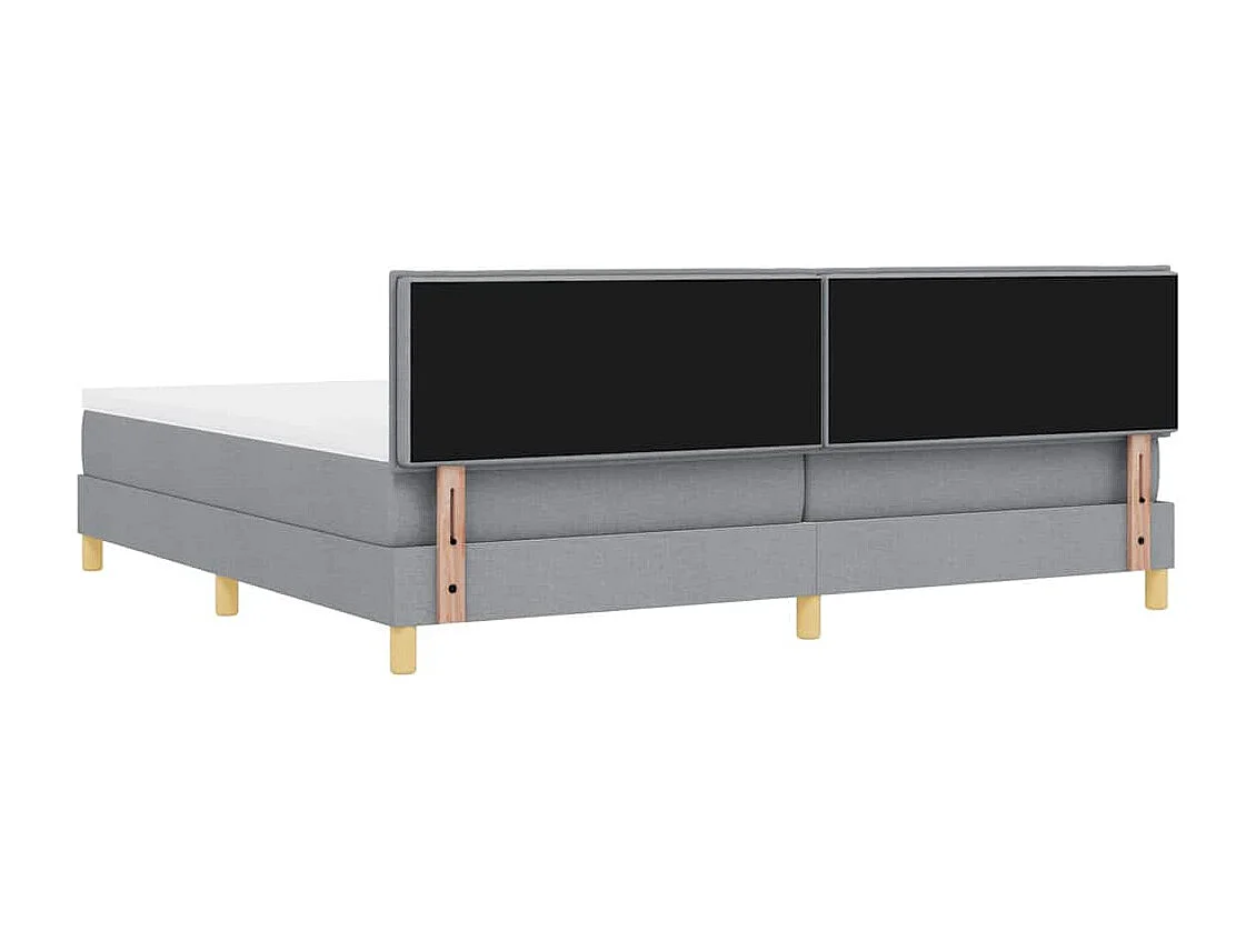 Lit boxspring avec matelas Gris clair 200 x 200 cm tissu