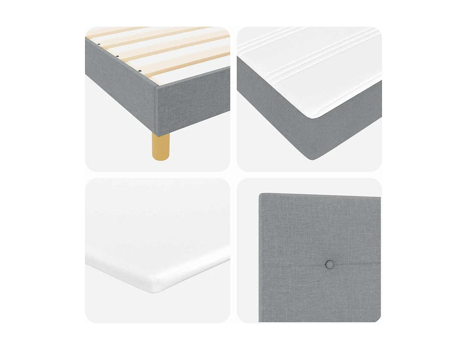Lit boxspring avec matelas Gris clair 200 x 200 cm tissu