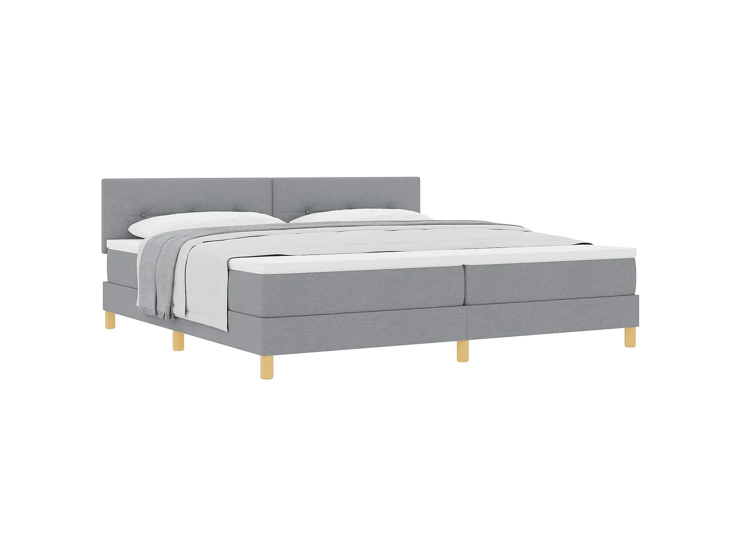 Boxspringbett mit Kissen Hellgrau 200 x 200 cm Stoff