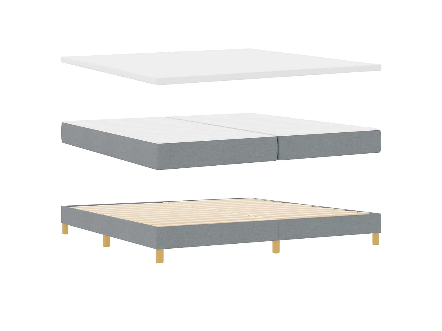 Boxspringbett mit Kissen Hellgrau 200 x 200 cm Stoff