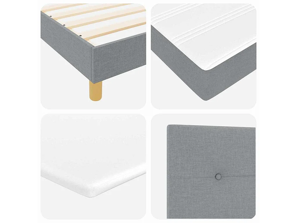 Boxspringbett mit Kissen Hellgrau 200 x 200 cm Stoff