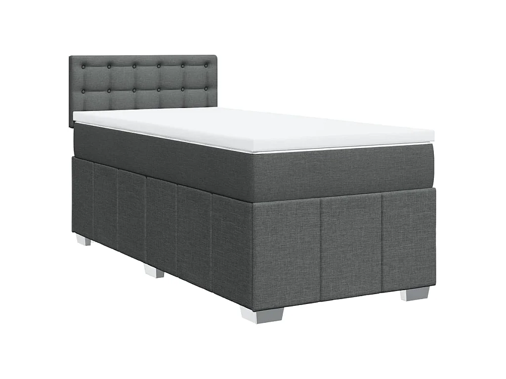 Cama box spring con colchón tela gris oscuro 80x200 cm