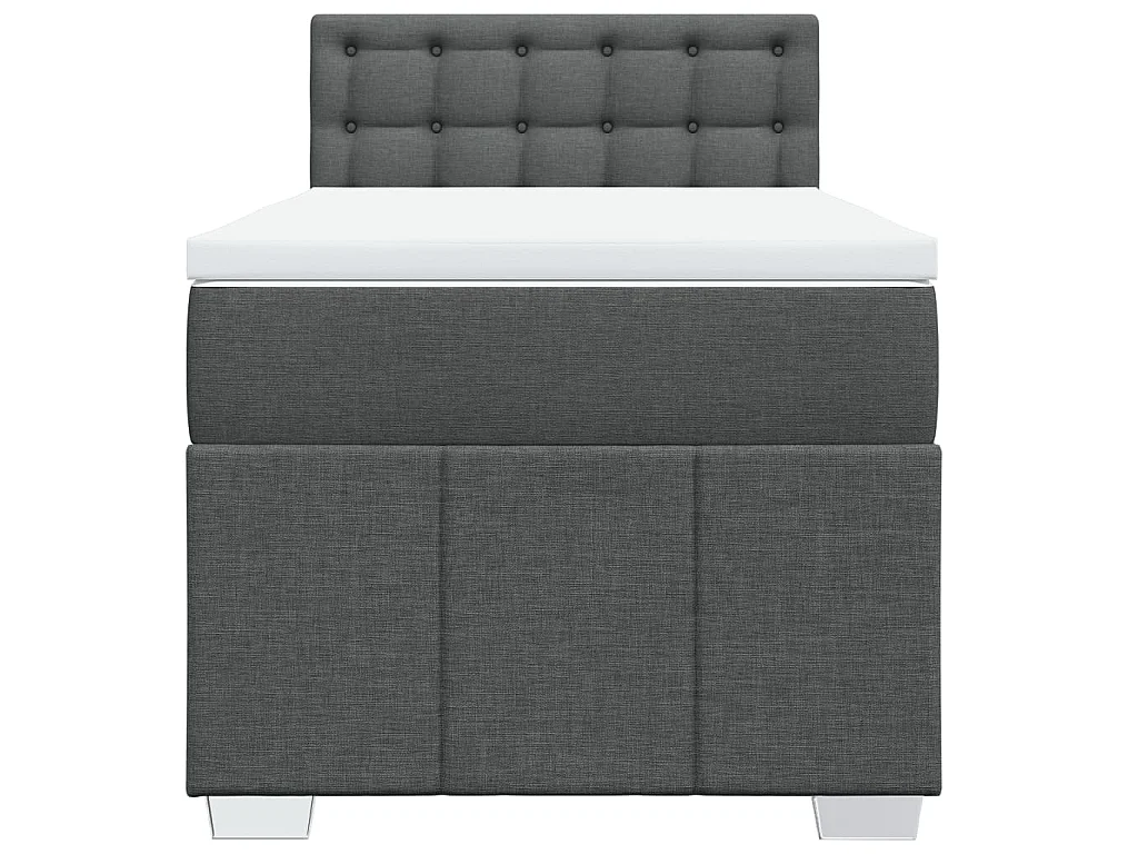 Cama box spring con colchón tela gris oscuro 80x200 cm