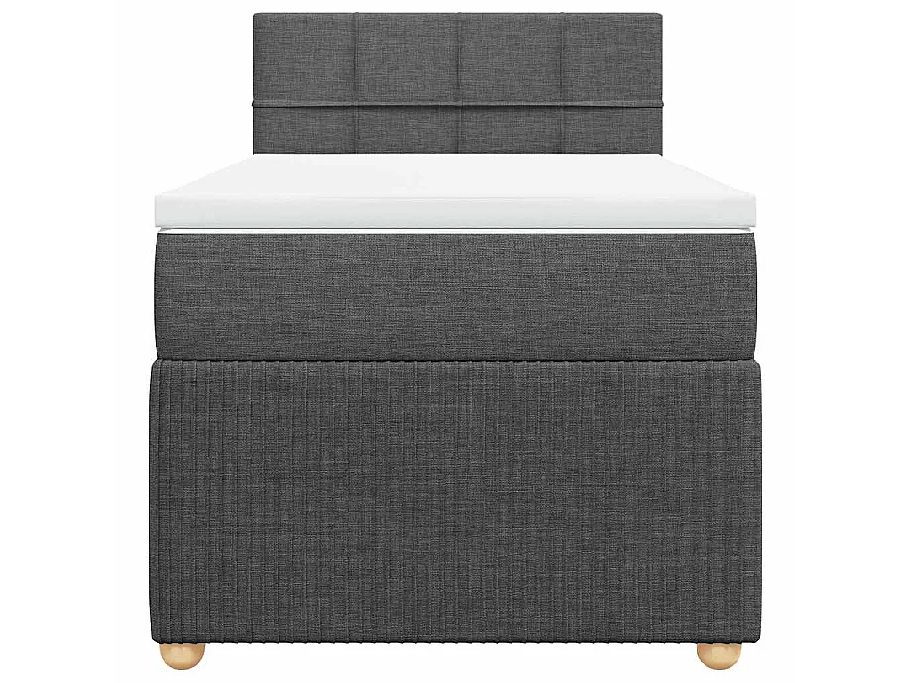 Cama box spring con colchón tela gris oscuro 80x200 cm