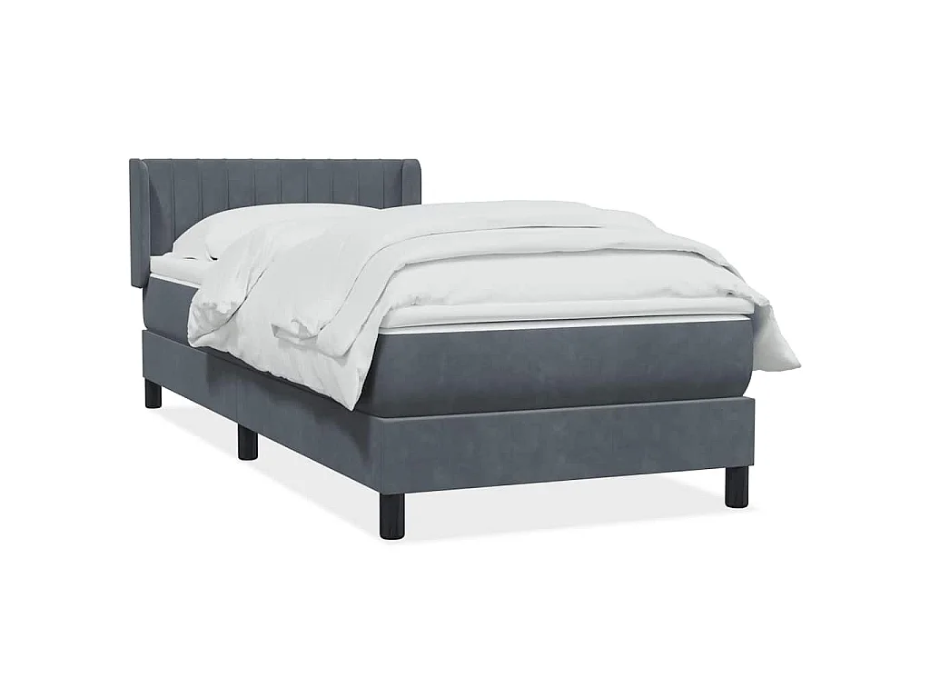 Sommier à lattes de lit et matelas gris foncé 80x220 cm velours