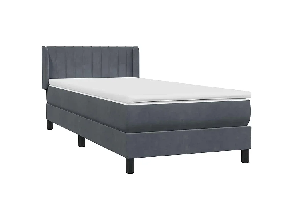 Sommier à lattes de lit et matelas gris foncé 80x220 cm velours