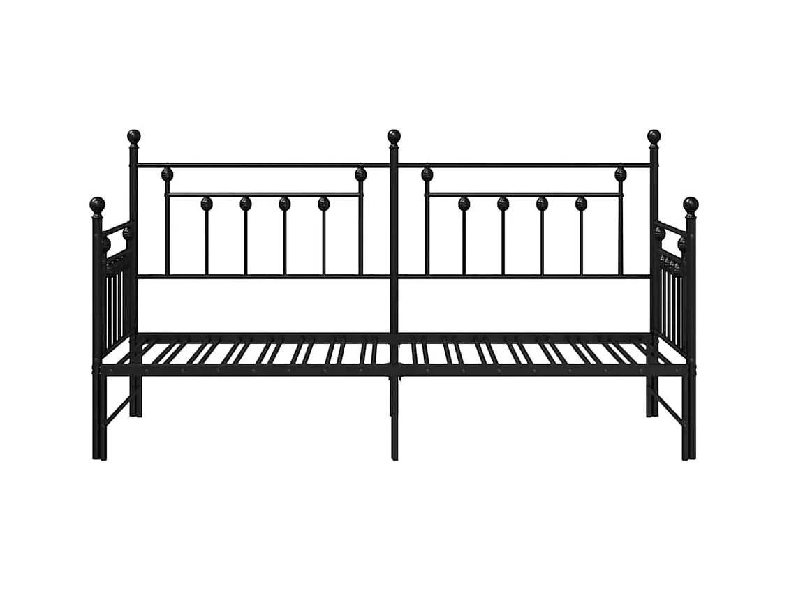 Cadre de lit de jour avec tête de lit Noir 80 x 200 cm Acier