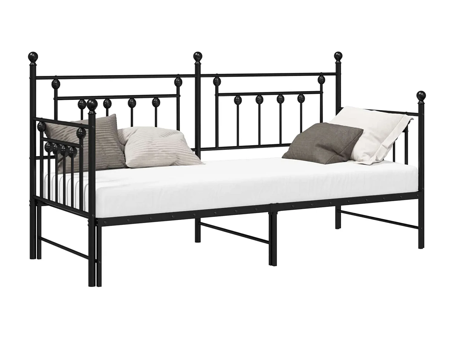 Bedframe voor een daybed met hoofdeinde Zwart 80 x 200 cm Staal