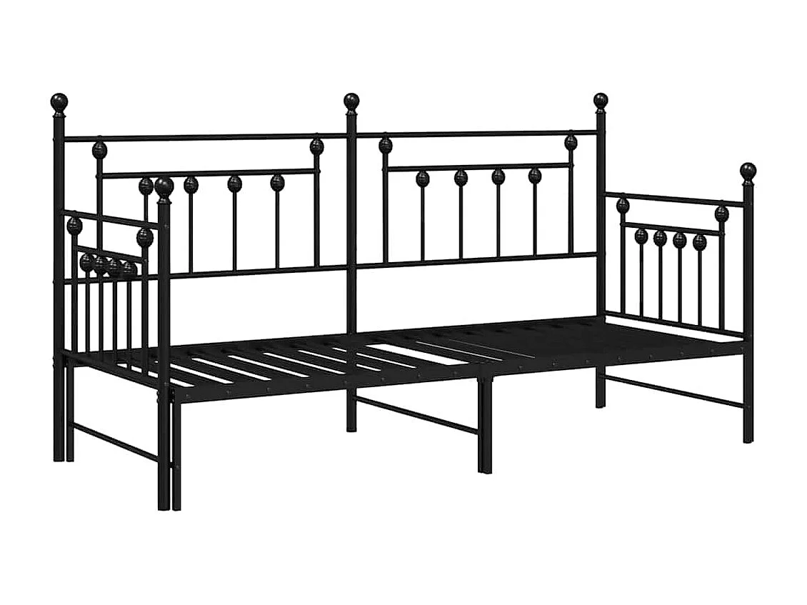 Bedframe voor een daybed met hoofdeinde Zwart 80 x 200 cm Staal