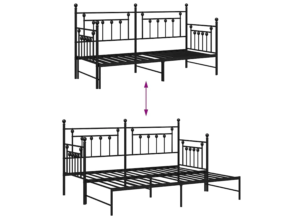 Bedframe voor een daybed Zwart 80 x 200 cm Staal