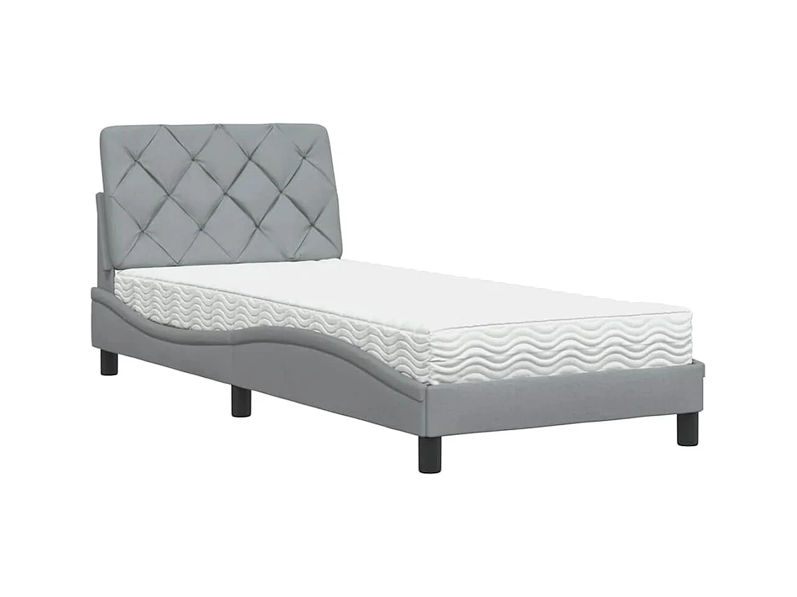 Lit avec matelas gris clair 80x200 cm tissu
