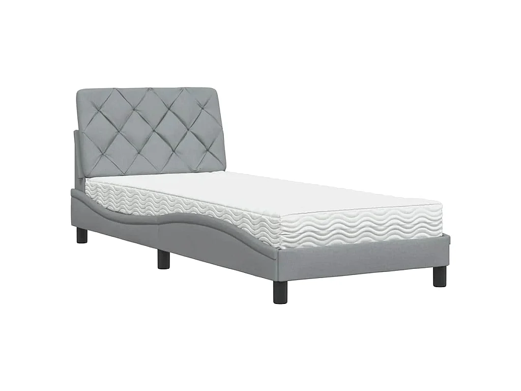 Lit avec matelas gris clair 80x200 cm tissu