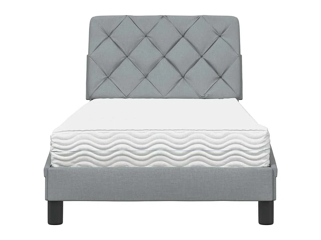 Lit avec matelas gris clair 80x200 cm tissu