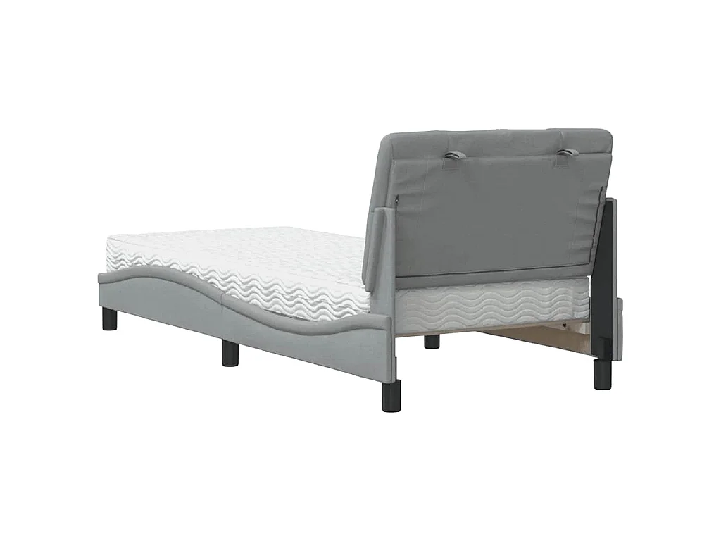 Lit avec matelas gris clair 80x200 cm tissu