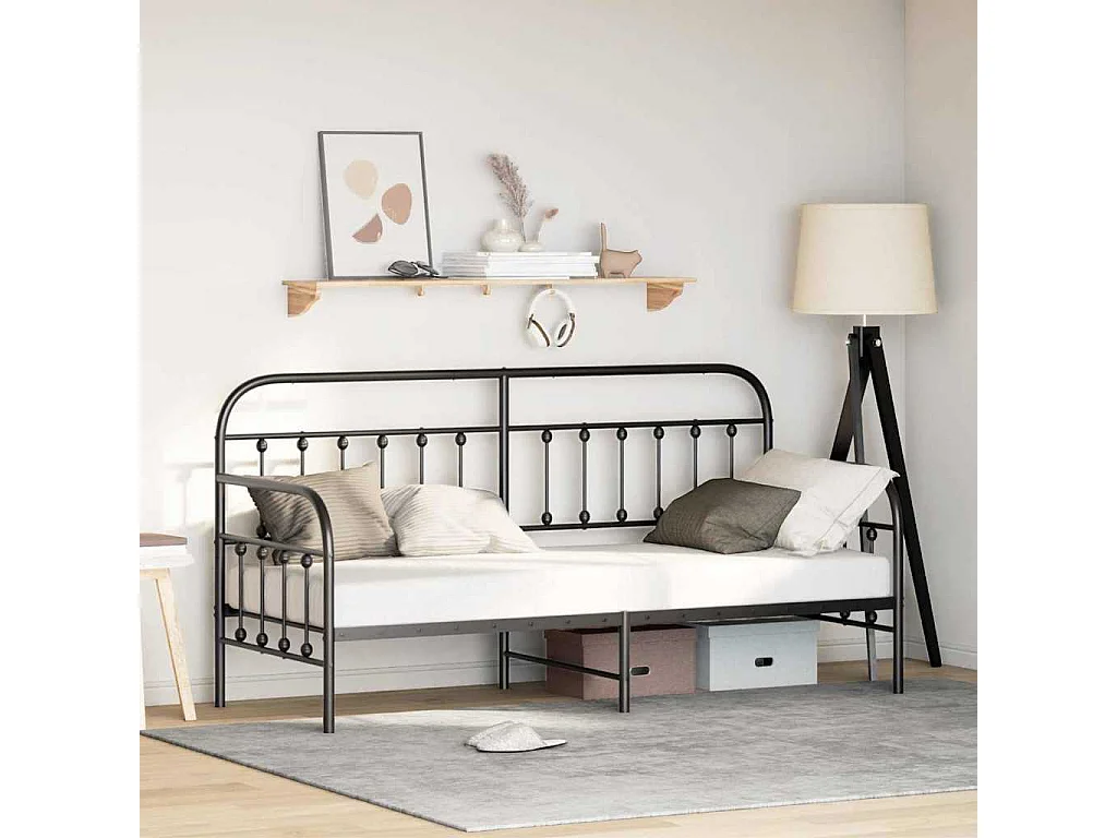 Bedframe voor een daybed Zwart 75 x 190 cm Gepoedercoat staal