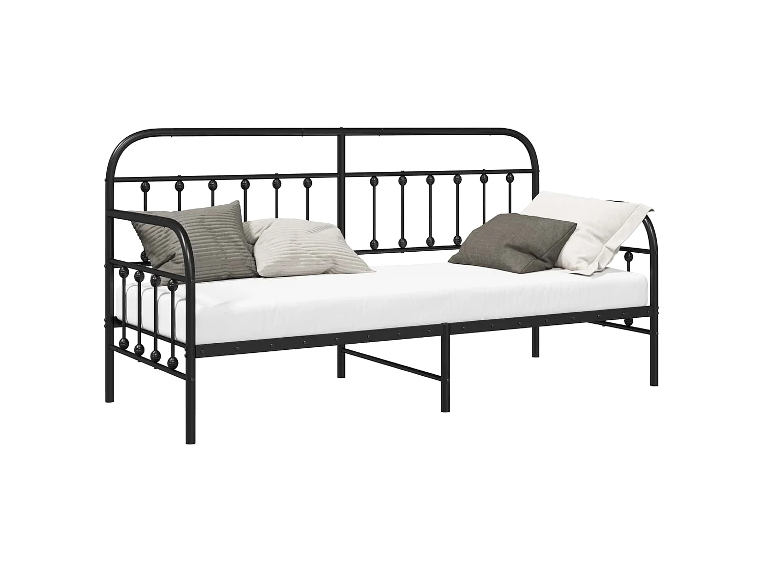 Cadre de lit de jour Noir 75 x 190 cm Acier enduit de poudre