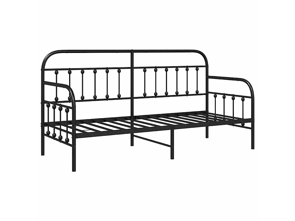 Cadre de lit de jour Noir 75 x 190 cm Acier enduit de poudre