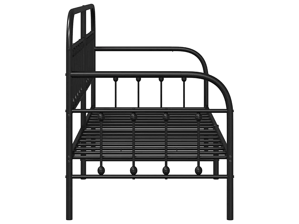 Cadre de lit de jour Noir 75 x 190 cm Acier enduit de poudre