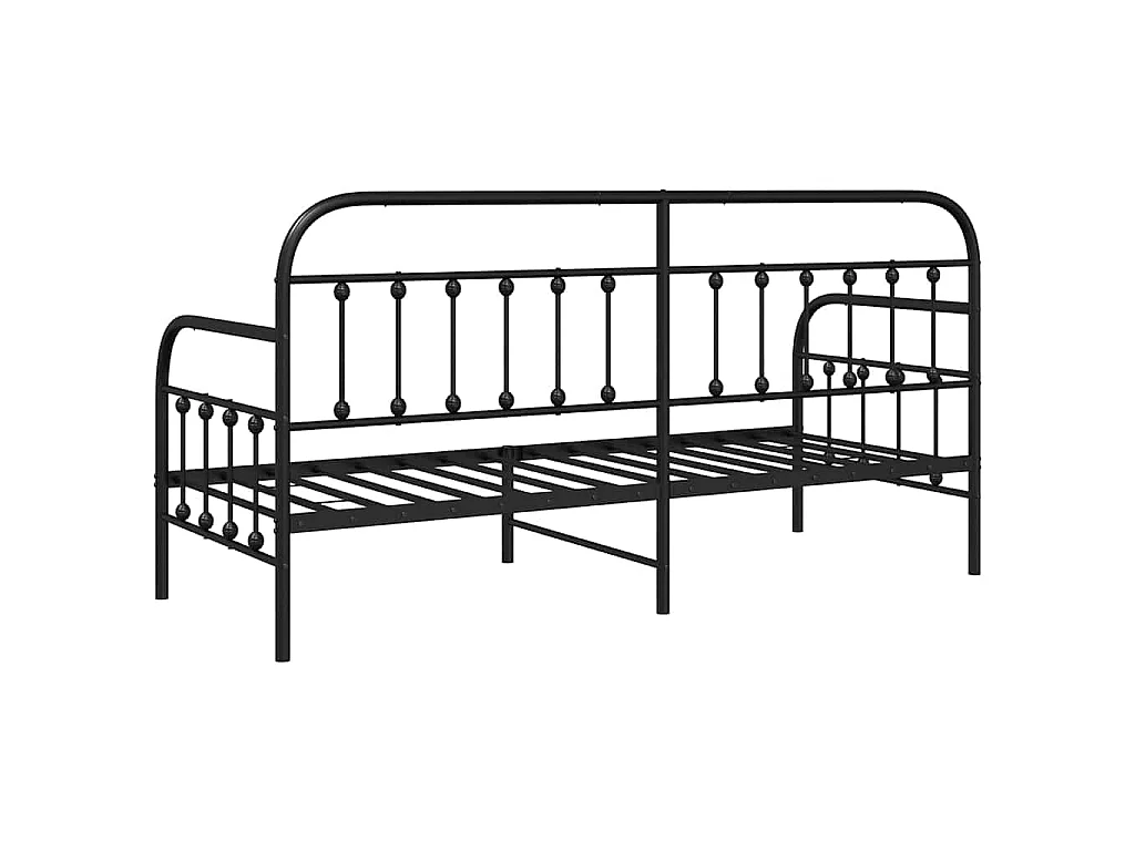 Cadre de lit de jour Noir 75 x 190 cm Acier enduit de poudre