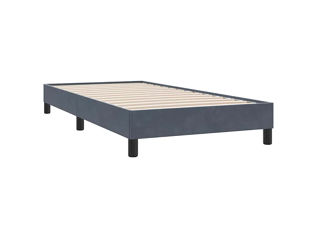 Cama box spring con colchón terciopelo gris oscuro 80x210 cm