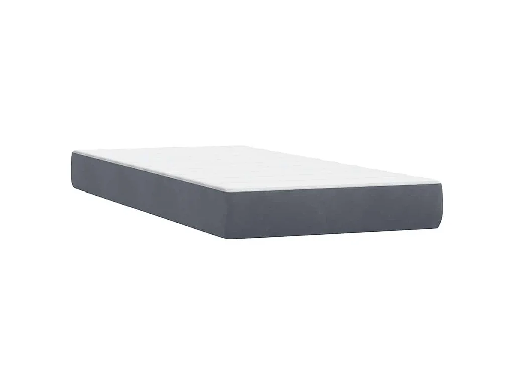 Cama box spring con colchón terciopelo gris oscuro 80x210 cm
