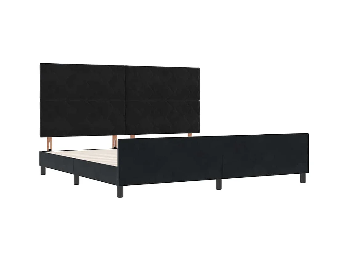 Bettgestell mit Kopfteil Schwarz 200 x 200 cm Samt