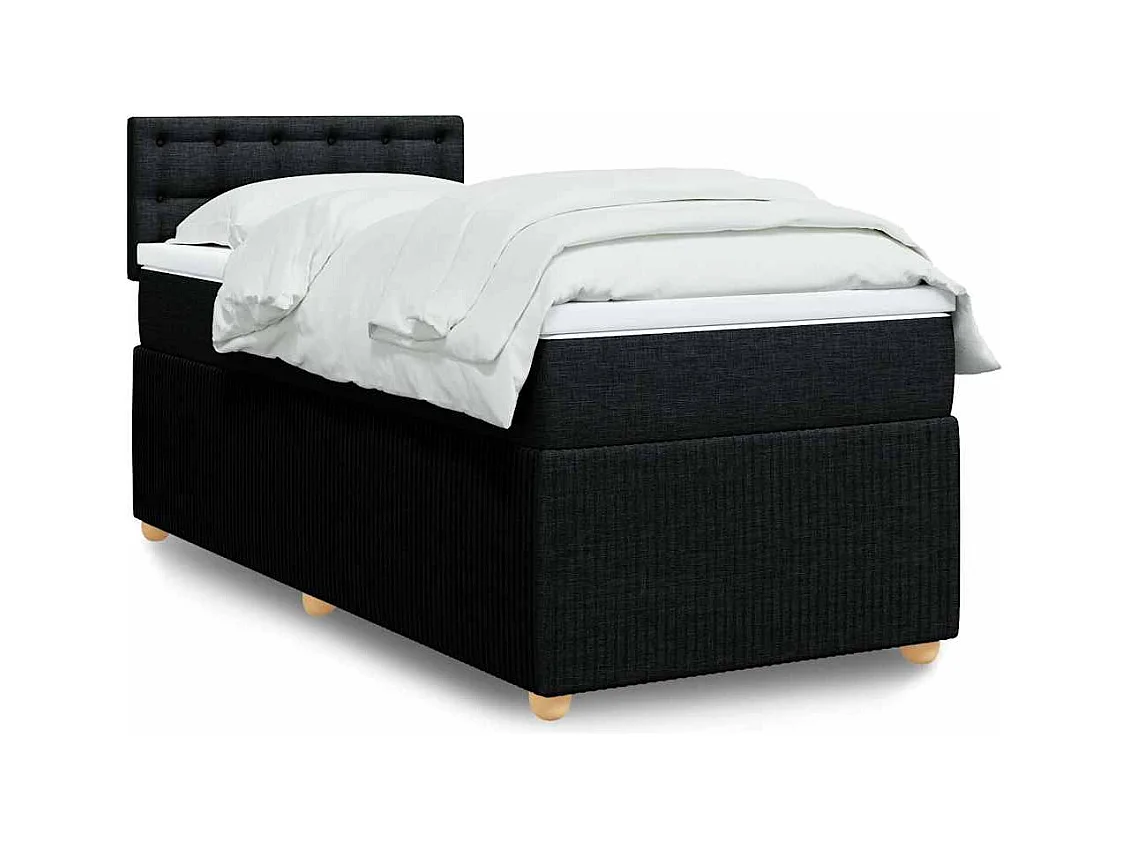 Sommier à lattes de lit et matelas Noir 80x200 cm Tissu
