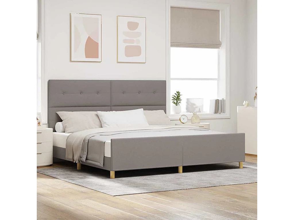 Bedframe met hoofdeinde Taupe 200 x 200 cm Stof