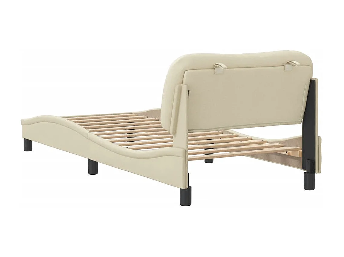 Cadre de lit avec LED sans matelas Hvar crème 80x200 cm tissu