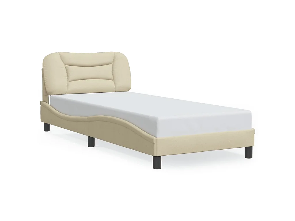 Bedframe met LED zonder matras "Hvar" 80x200 cm stof crème