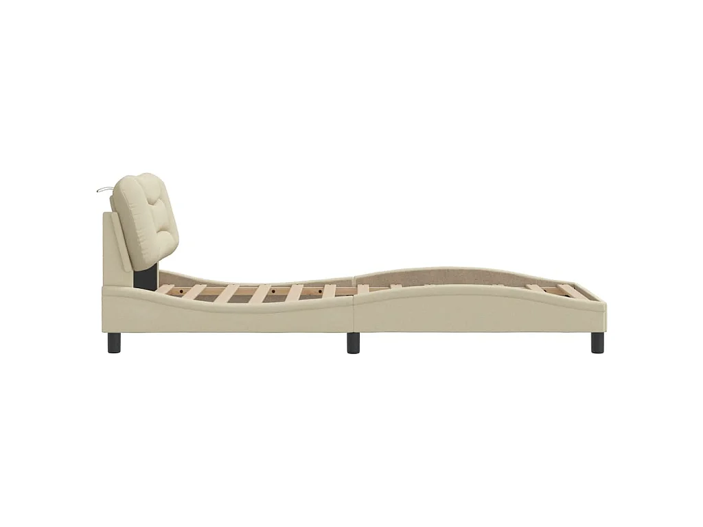 Bedframe met LED zonder matras "Hvar" 80x200 cm stof crème