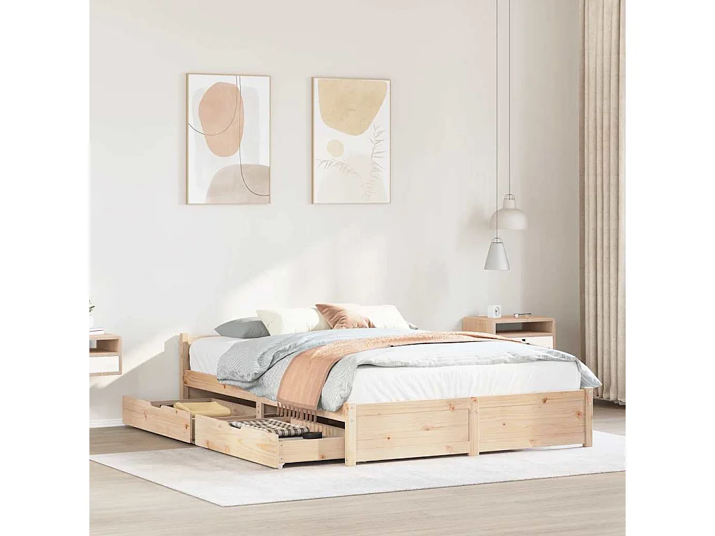 Cama sem colchão 135x190 cm madeira de pinho maciça
