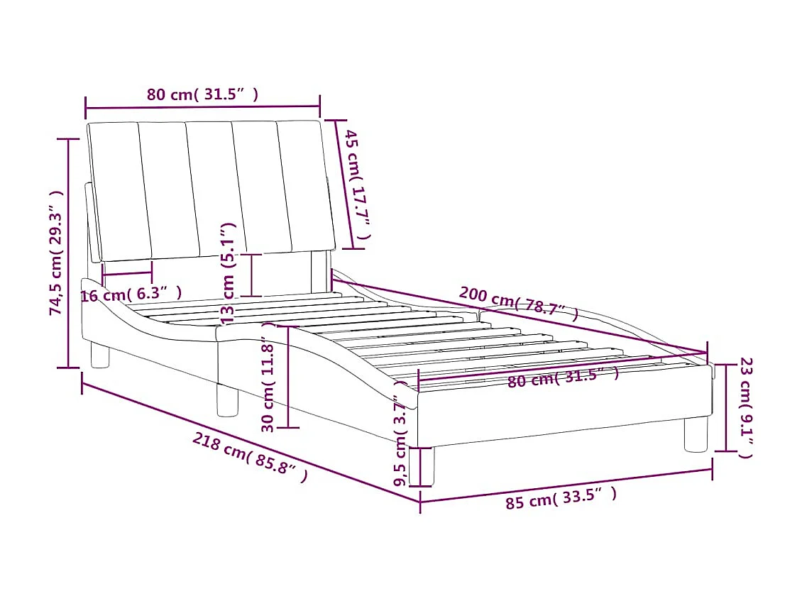 Cadre de lit sans matelas Hanko rose 80x200 cm velours