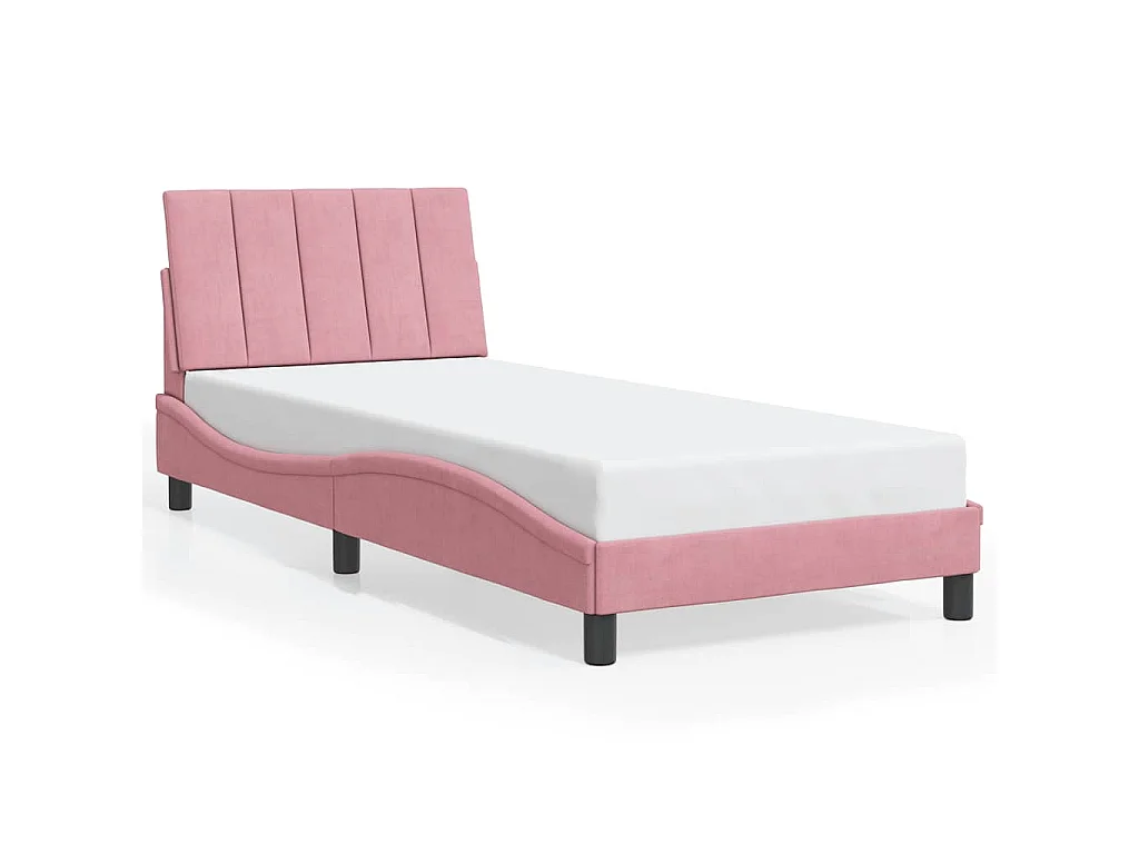 Cadre de lit sans matelas Hanko rose 80x200 cm velours