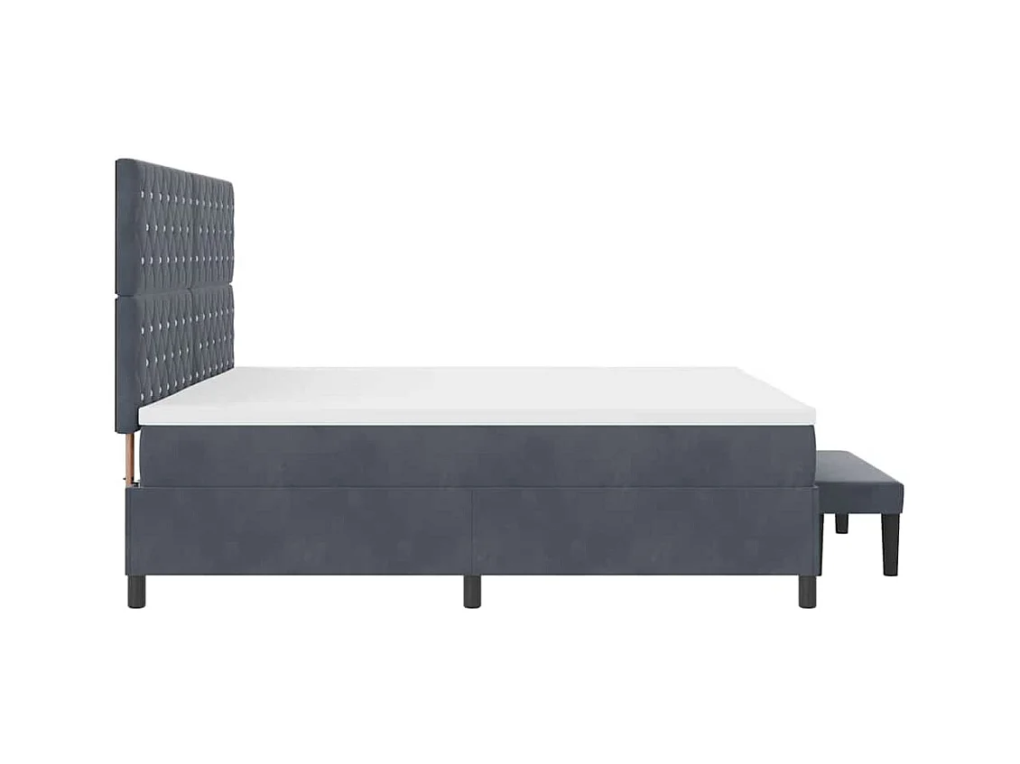 Lit à ressorts avec matelas Gris foncé 200 x 200 cm Velours