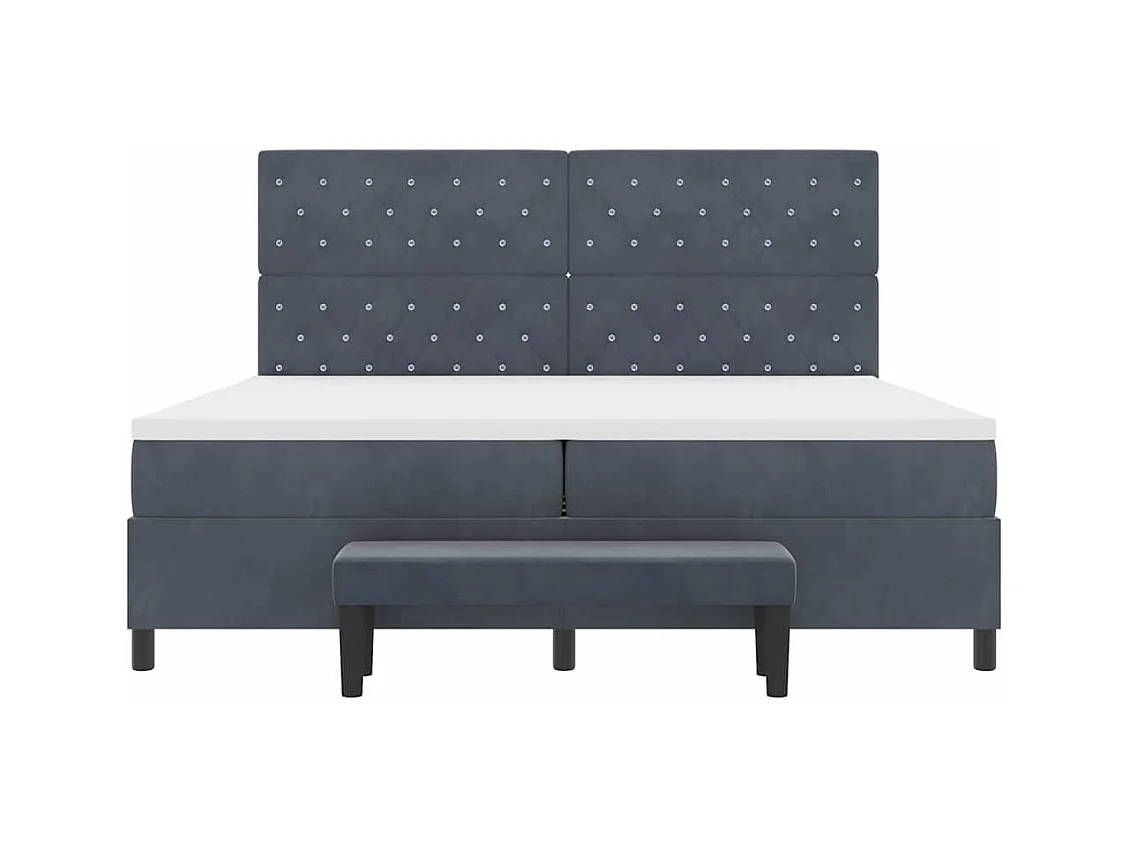 Lit à ressorts avec matelas Gris foncé 200 x 200 cm Velours