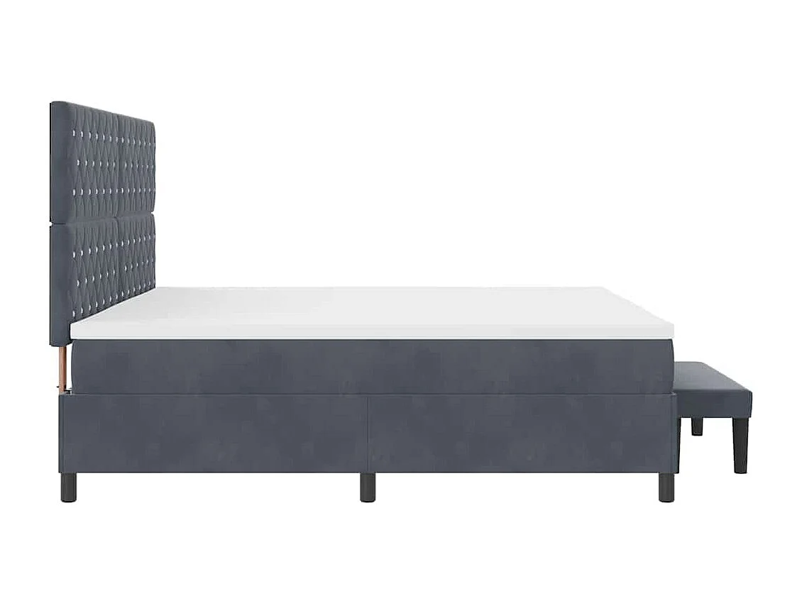 Lit à ressorts avec matelas Gris foncé 200 x 200 cm Velours