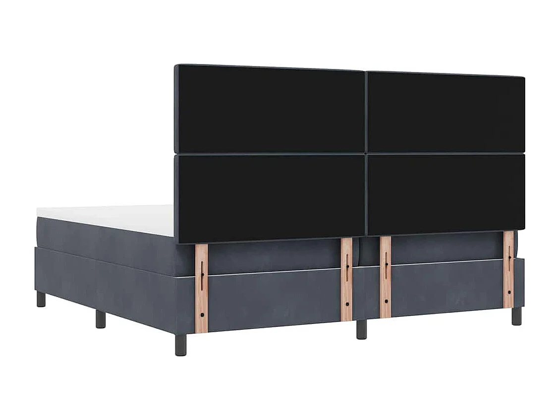 Lit à ressorts avec matelas Gris foncé 200 x 200 cm Velours