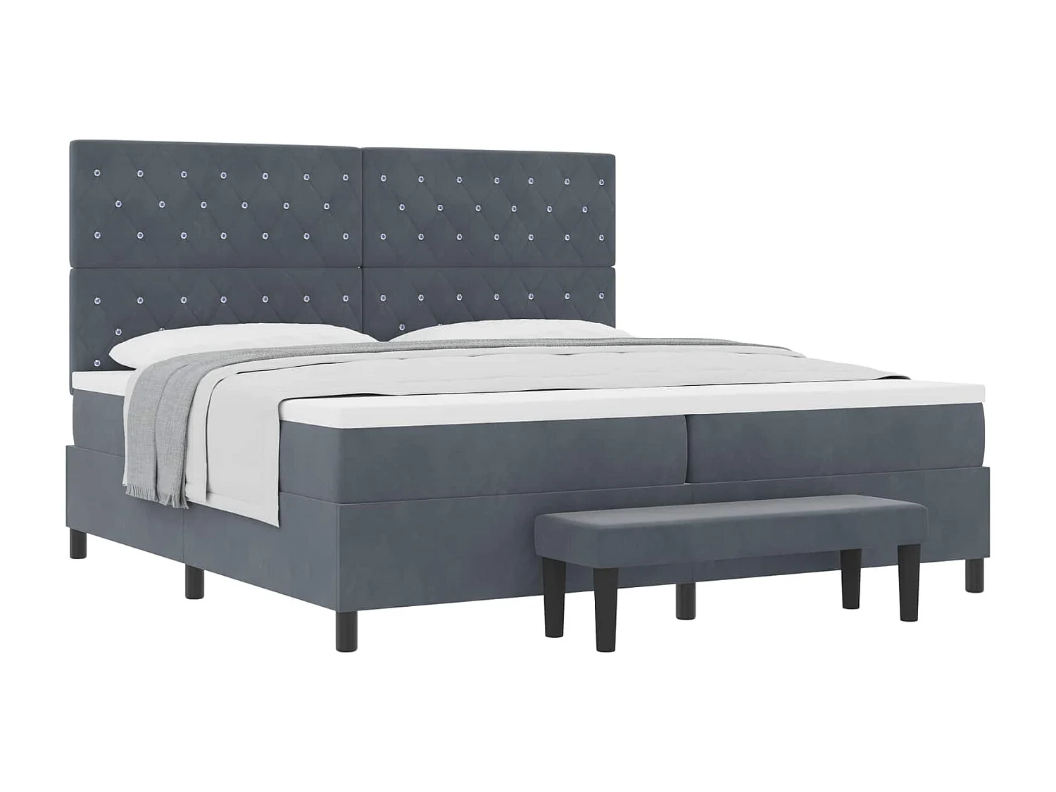 Boxspring bed met matras Donkergrijs 200 x 200 cm Fluweel