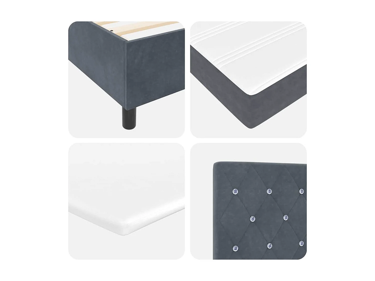 Boxspring bed met matras Donkergrijs 200 x 200 cm Fluweel