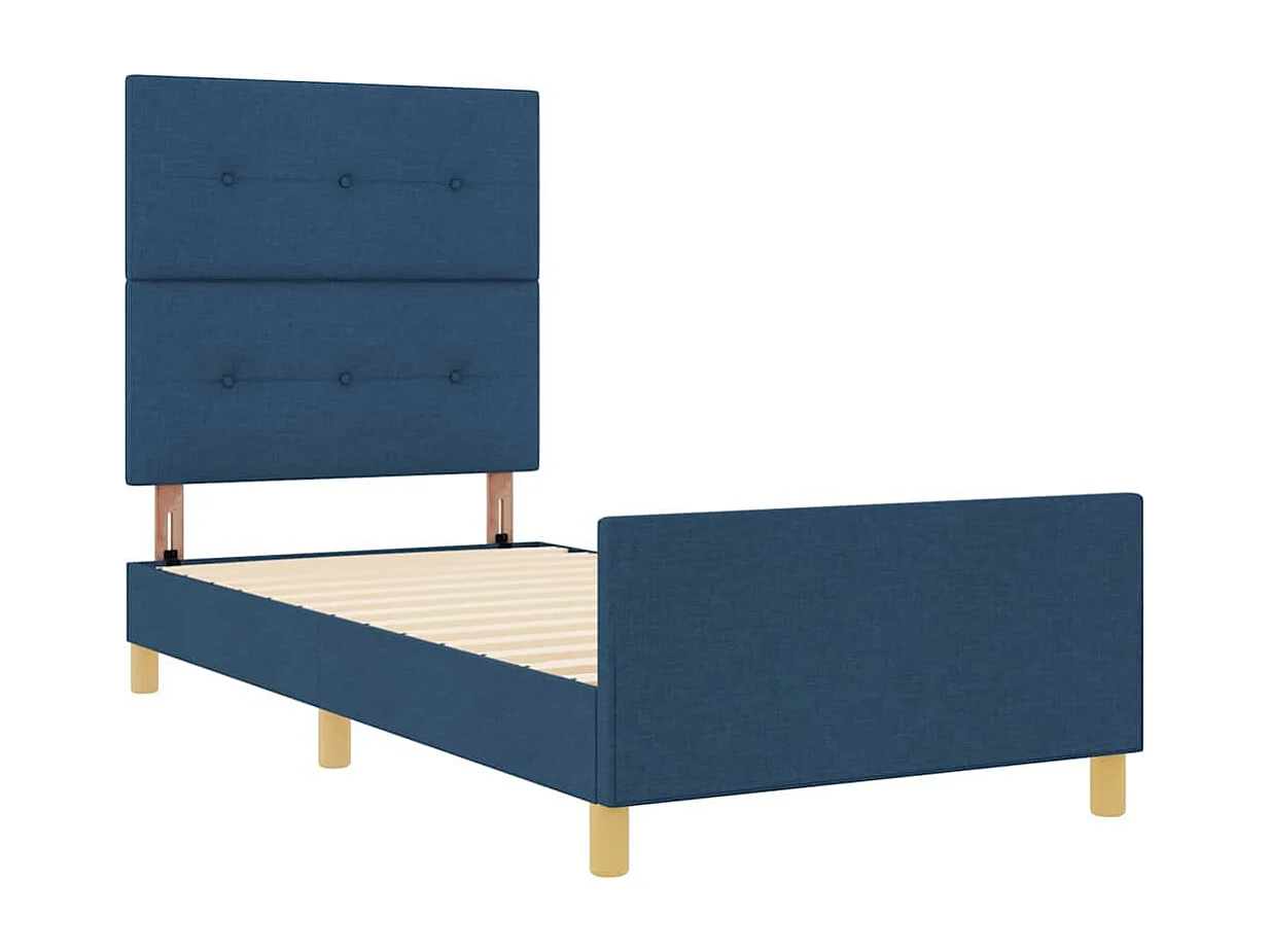 Bedframe met hoofdeinde Blauw 80 x 200 cm Stof