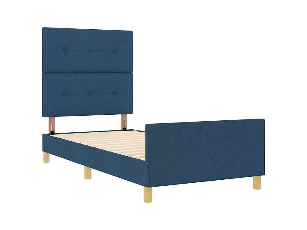 Cadre de lit avec tête de lit Bleu 80 x 200 cm tissu