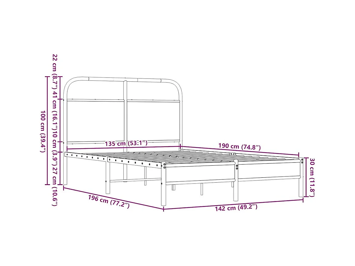 Cadre de lit sans matelas 135x190 cm chêne marron