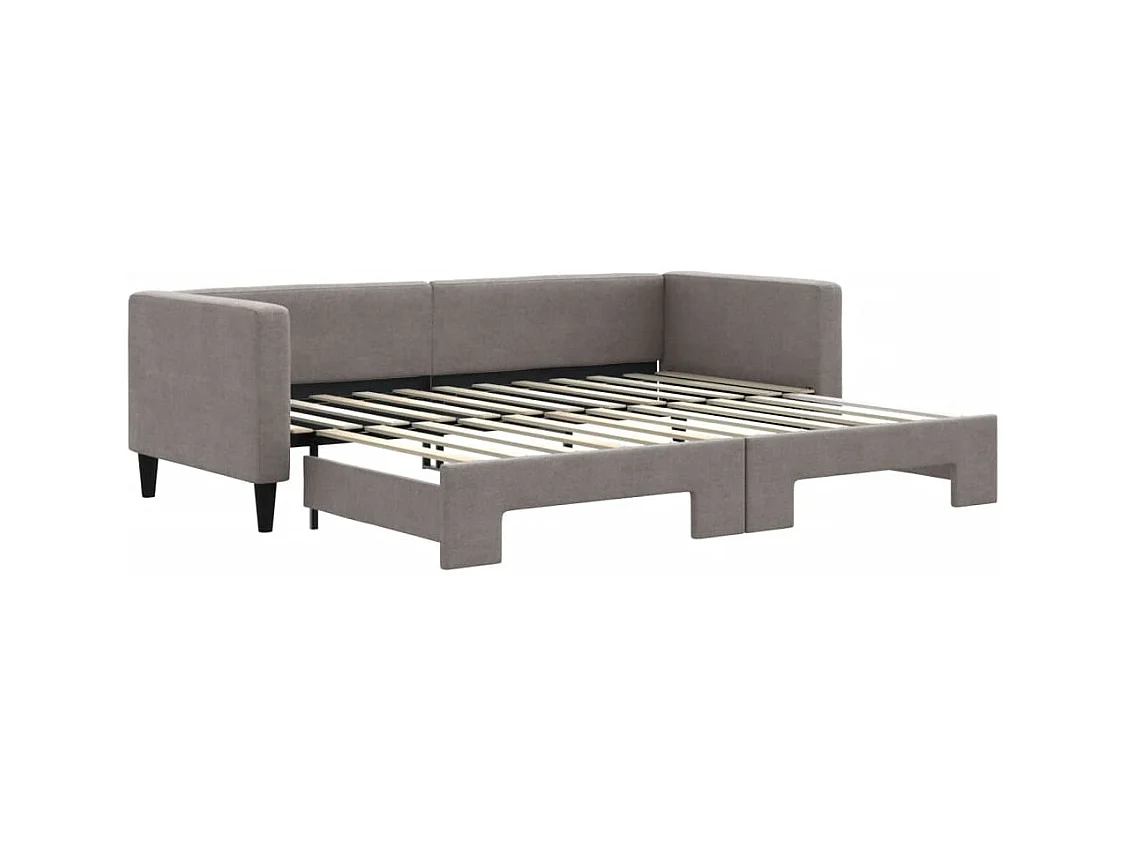 Tagesbett Ausziehbar Taupe 80x200 cm Stoff
