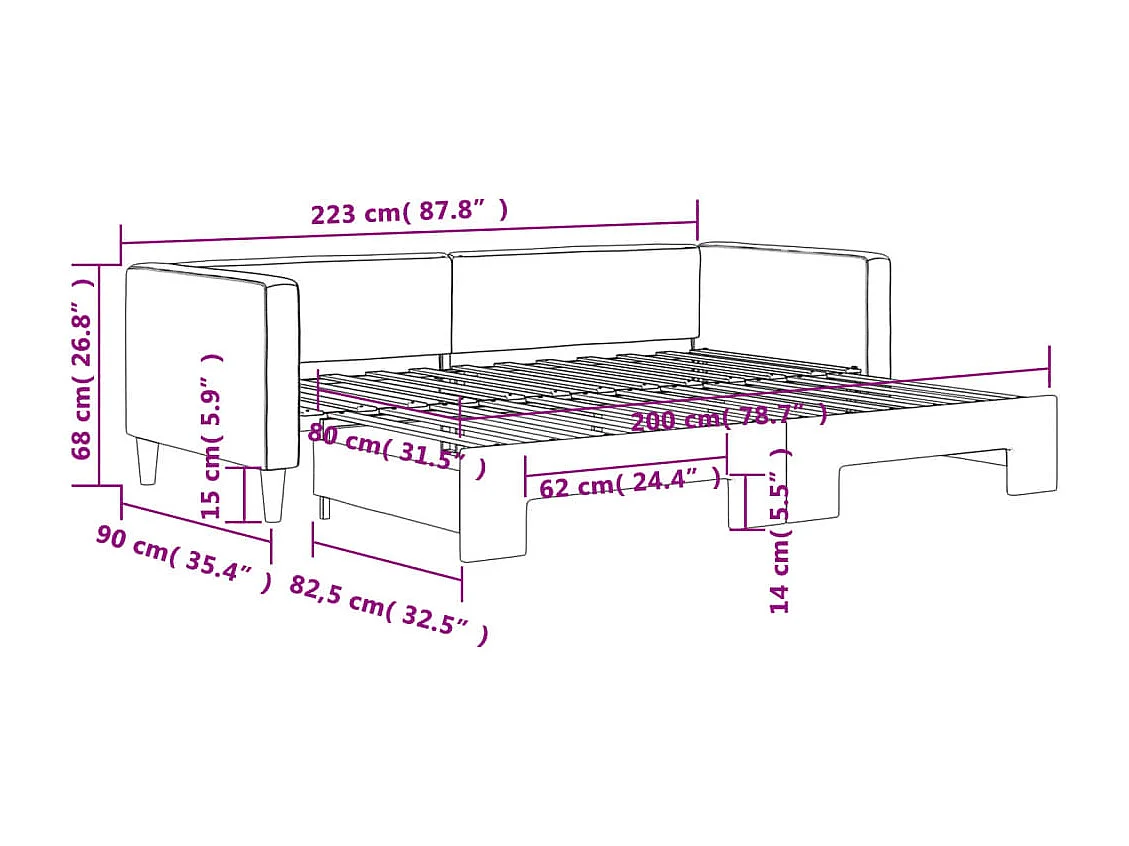 Sofá cama nido tela gris taupe 80x200 cm