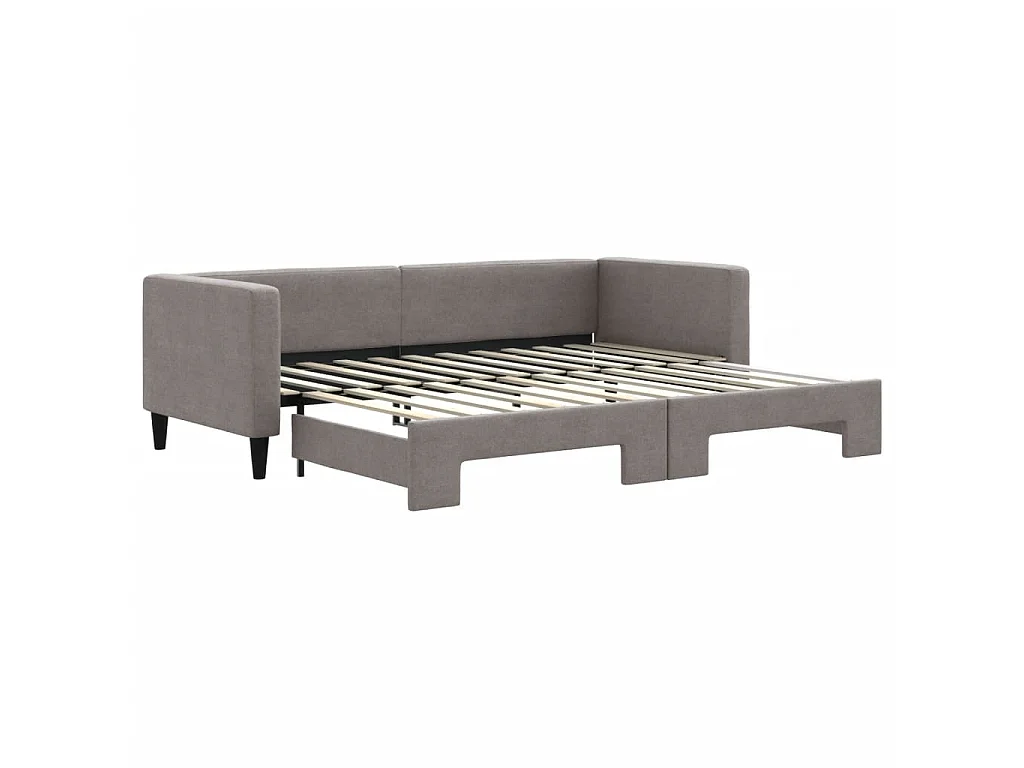 Slaapbank met onderschuifbed 80x200 cm stof taupe