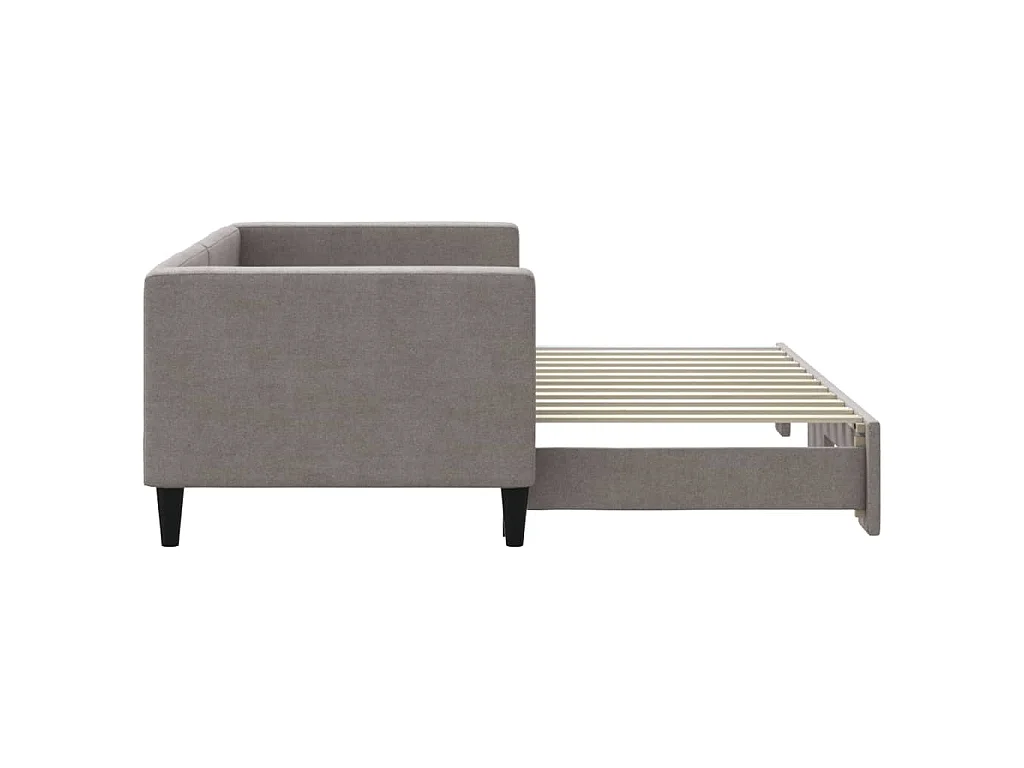 Lit de jour avec gigogne sans matelas taupe 80x200 cm